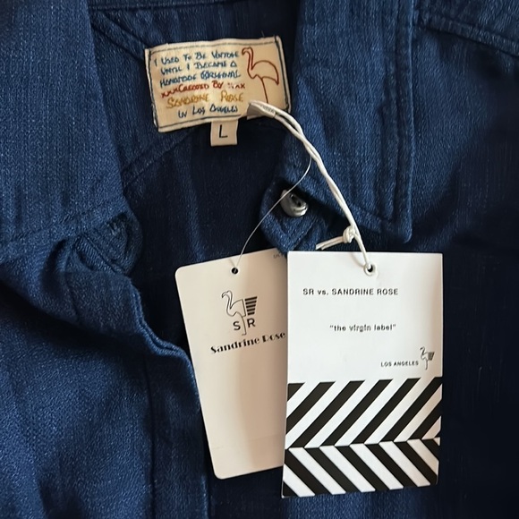 SANDRINE ROSE x Free people VIRGIN denim DARK WASH INDIGO SHACKET LARGE nwt - Picture 6 of 7